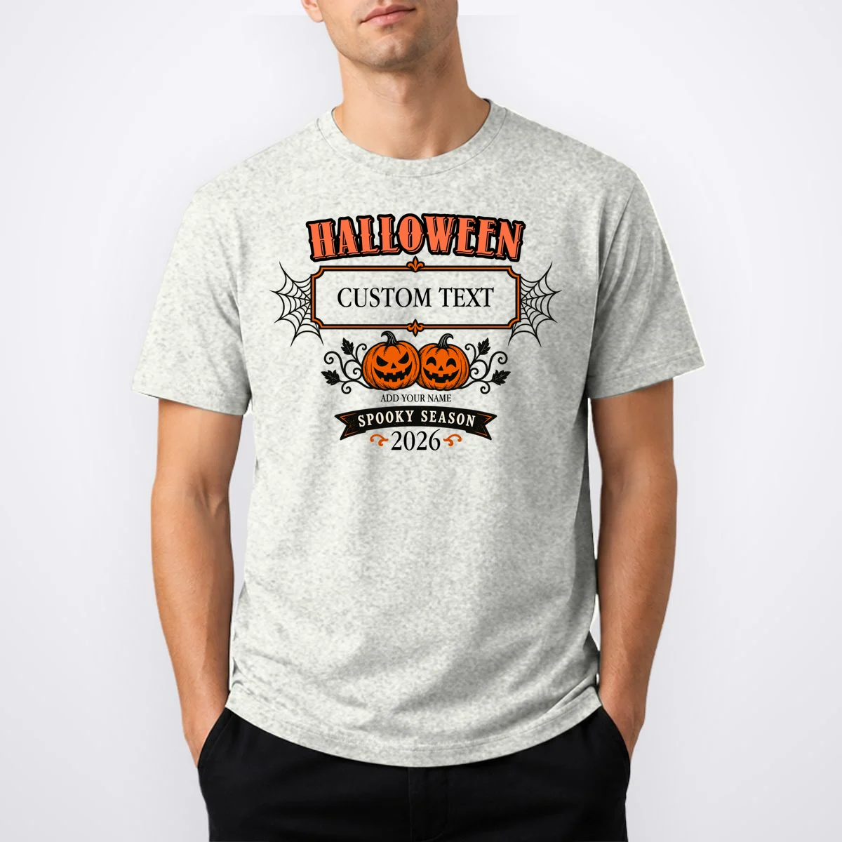 Custom Personalized Spooky Halloween Men's T-Shirt - Front 1