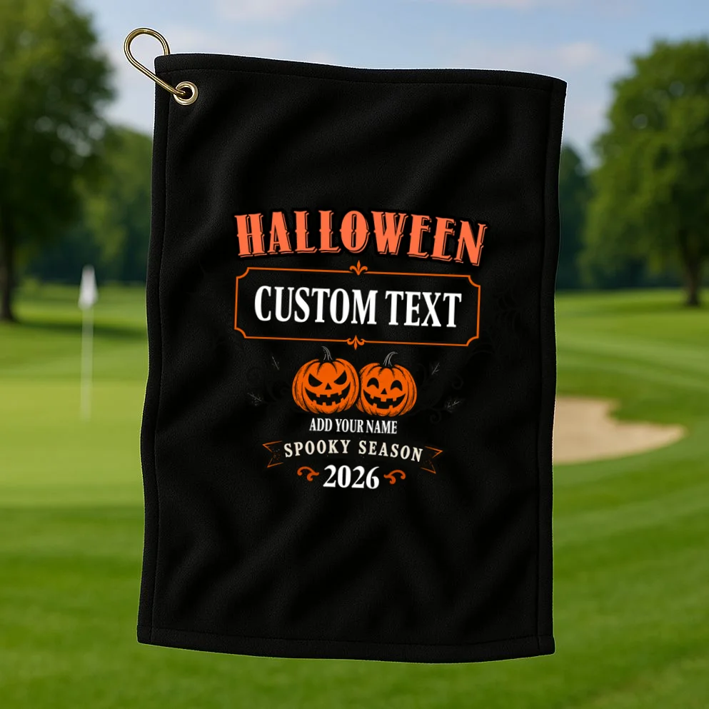 Personalized Custom Halloween Shirt- Spooky Halloween Golf Towel - Front 1