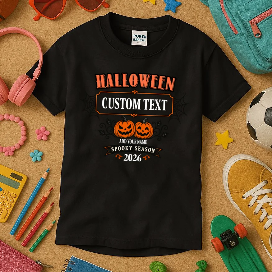 Personalized Custom Halloween Shirt- Spooky Halloween Kids T-Shirt - Front 2