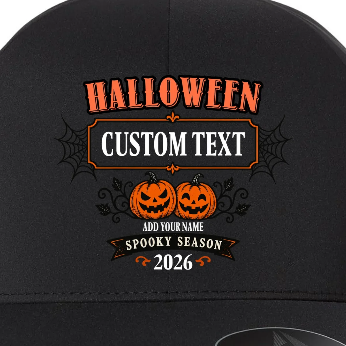 Personalized Custom Halloween - Spooky Halloween Flexfit Men's Snapback Hat - Front - Close-up
