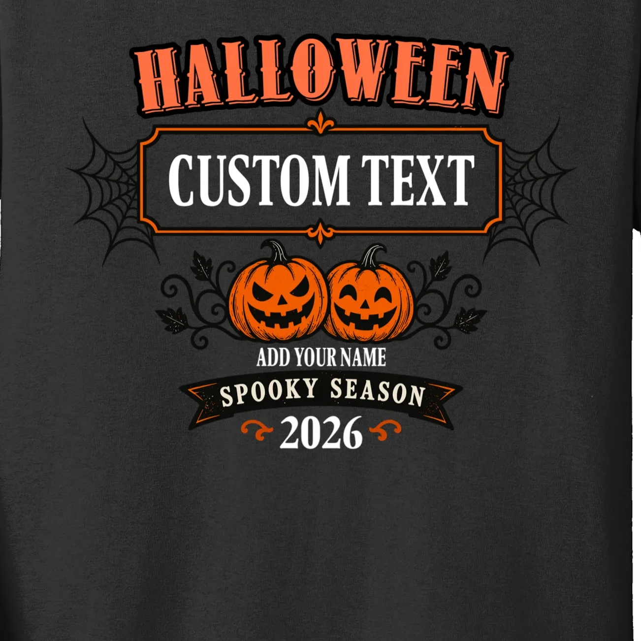 Personalized Custom Halloween - Spooky Halloween Kids Long Sleeve Shirt - Front - Close-up