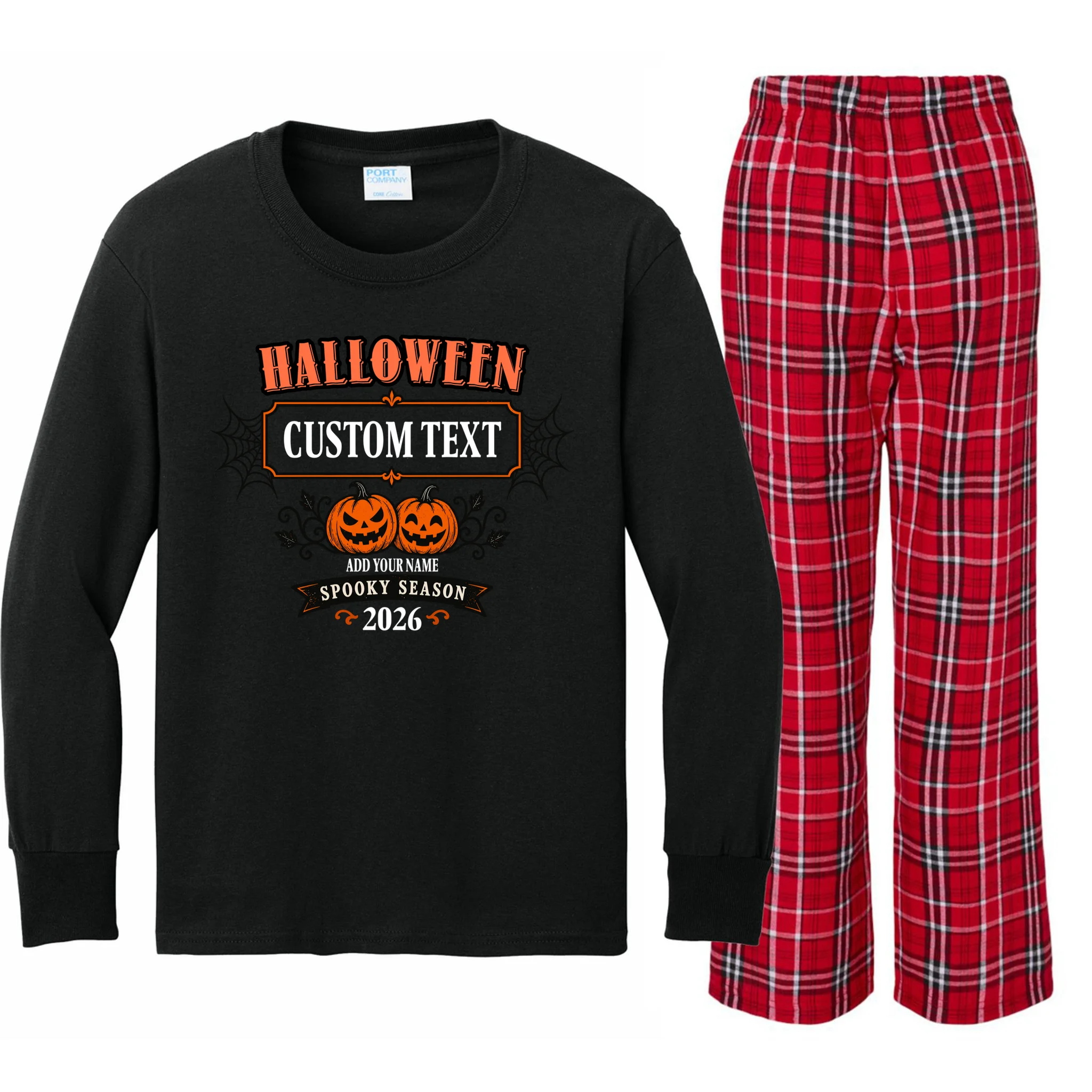 Personalized Custom Halloween - Spooky Halloween Kids Long Sleeve Pajamas - Front