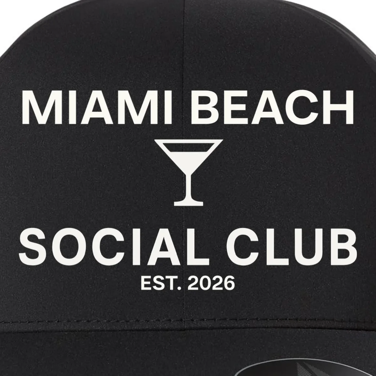 Custom Place Social Club Bachelorette Flexfit Men's Snapback Hat - Front - Close-up