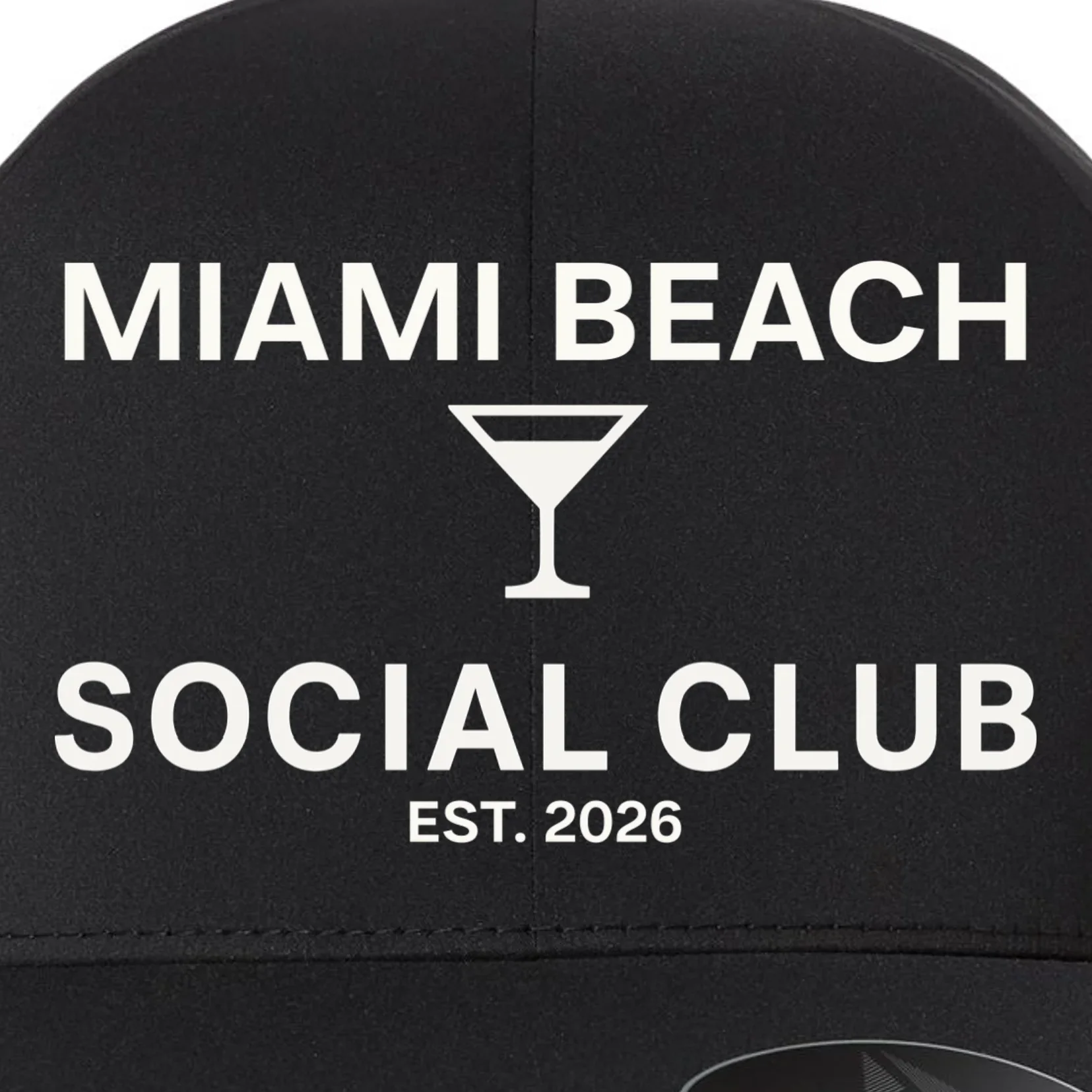 Custom Place Social Club Bachelorette Flexfit Men's Snapback Hat - Front - Close-up