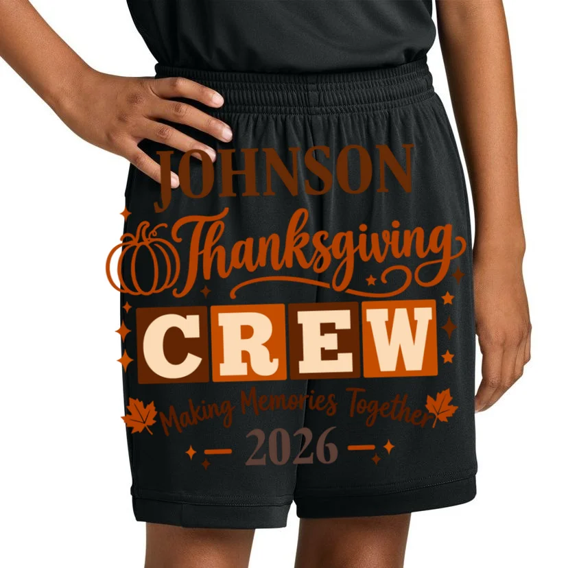 Custom Personalized Thanksgiving Family Crew Shirt - Family Name Thanksgiving Kids Shorts - Front 1