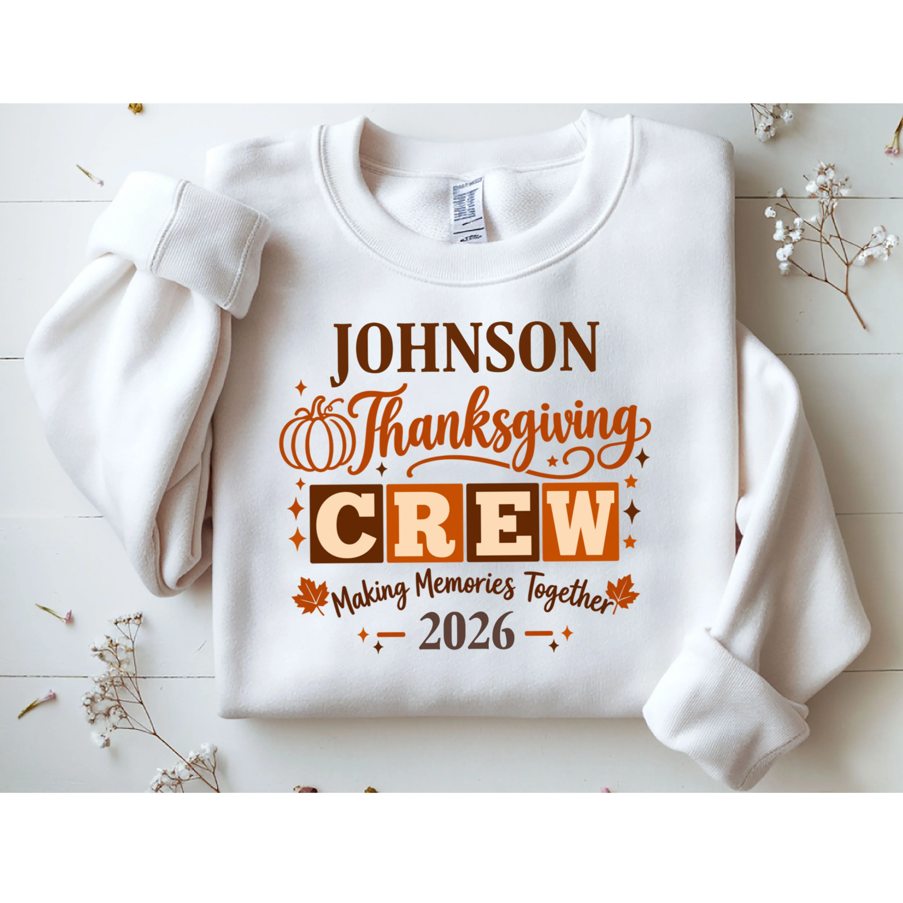 Custom Personalized Thanksgiving Family Crew Shirt - Family Name Thanksgiving Men's Sweatshirt - Front 1