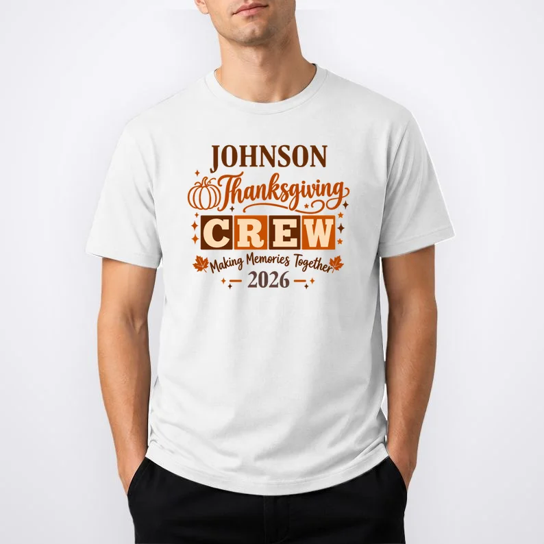 Custom Personalized Thanksgiving Family Crew Shirt - Family Name Thanksgiving Men's T-Shirt - Front 1