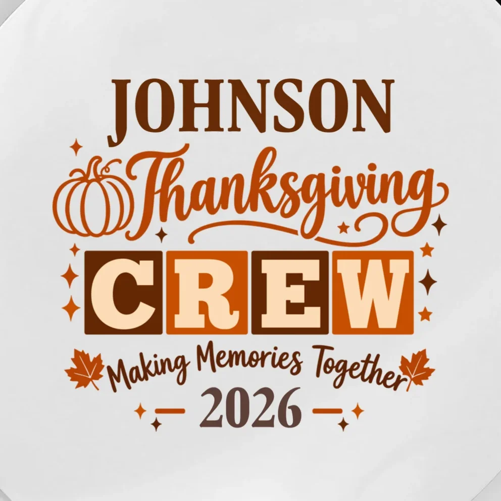 Custom Personalized Thanksgiving Family Crew Shirt - Family Name Thanksgiving Magnet - Front - Close-up