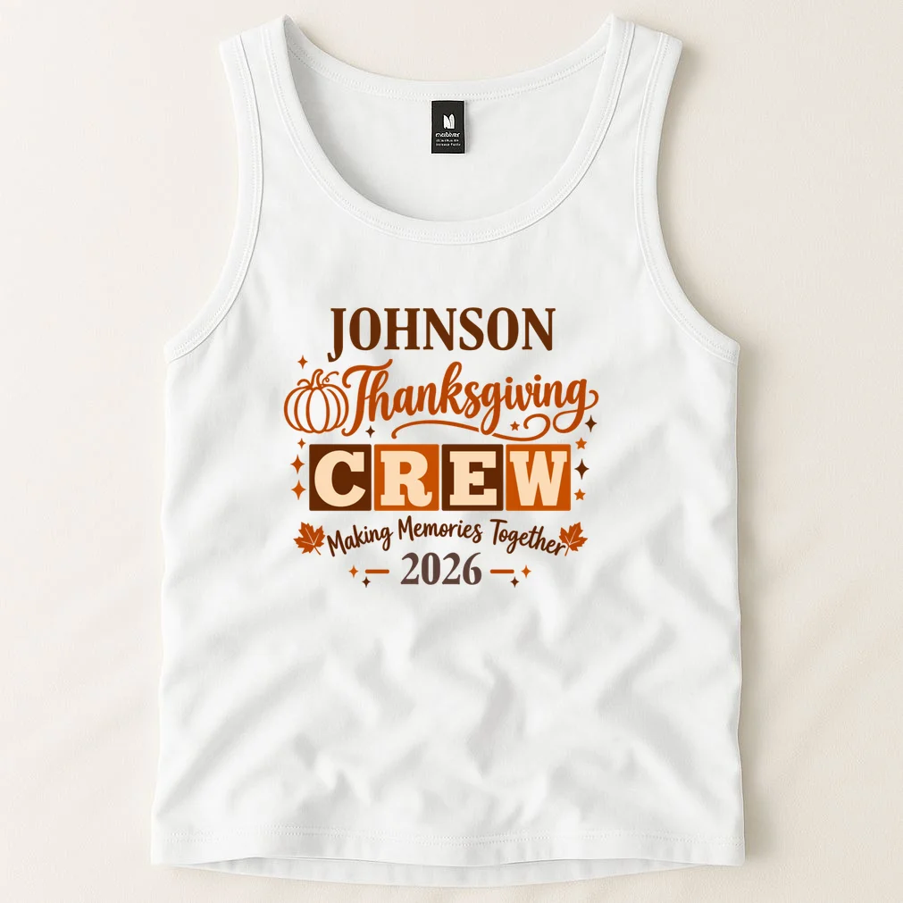 Custom Personalized Thanksgiving Family Crew Shirt - Family Name Thanksgiving Men's Tank Top - Front 1