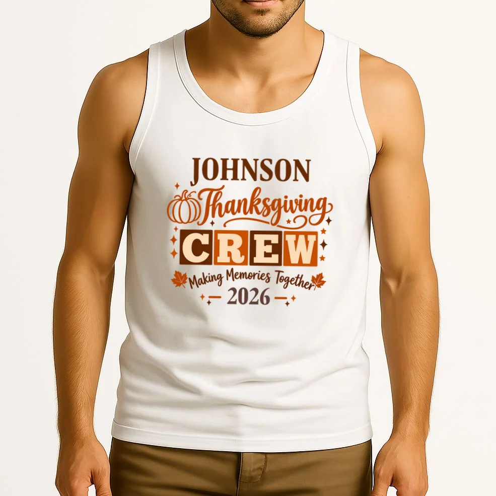 Custom Personalized Thanksgiving Family Crew Shirt - Family Name Thanksgiving Men's Tank Top - Front 2