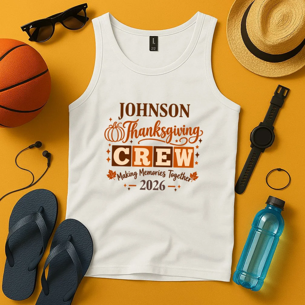 Custom Personalized Thanksgiving Family Crew Shirt - Family Name Thanksgiving Men's Tank Top - Front 3