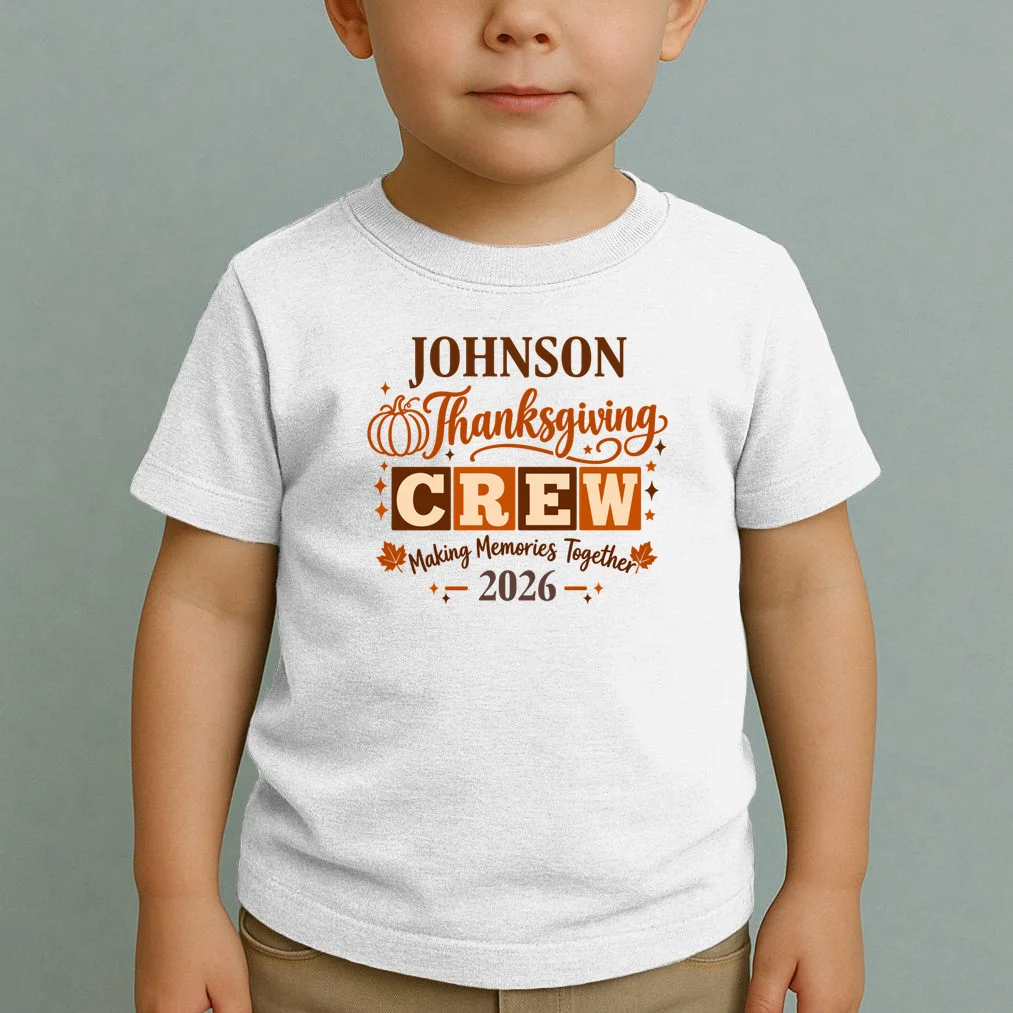 Custom Personalized Thanksgiving Family Crew Shirt - Family Name Thanksgiving Toddler T-Shirt - Front 1