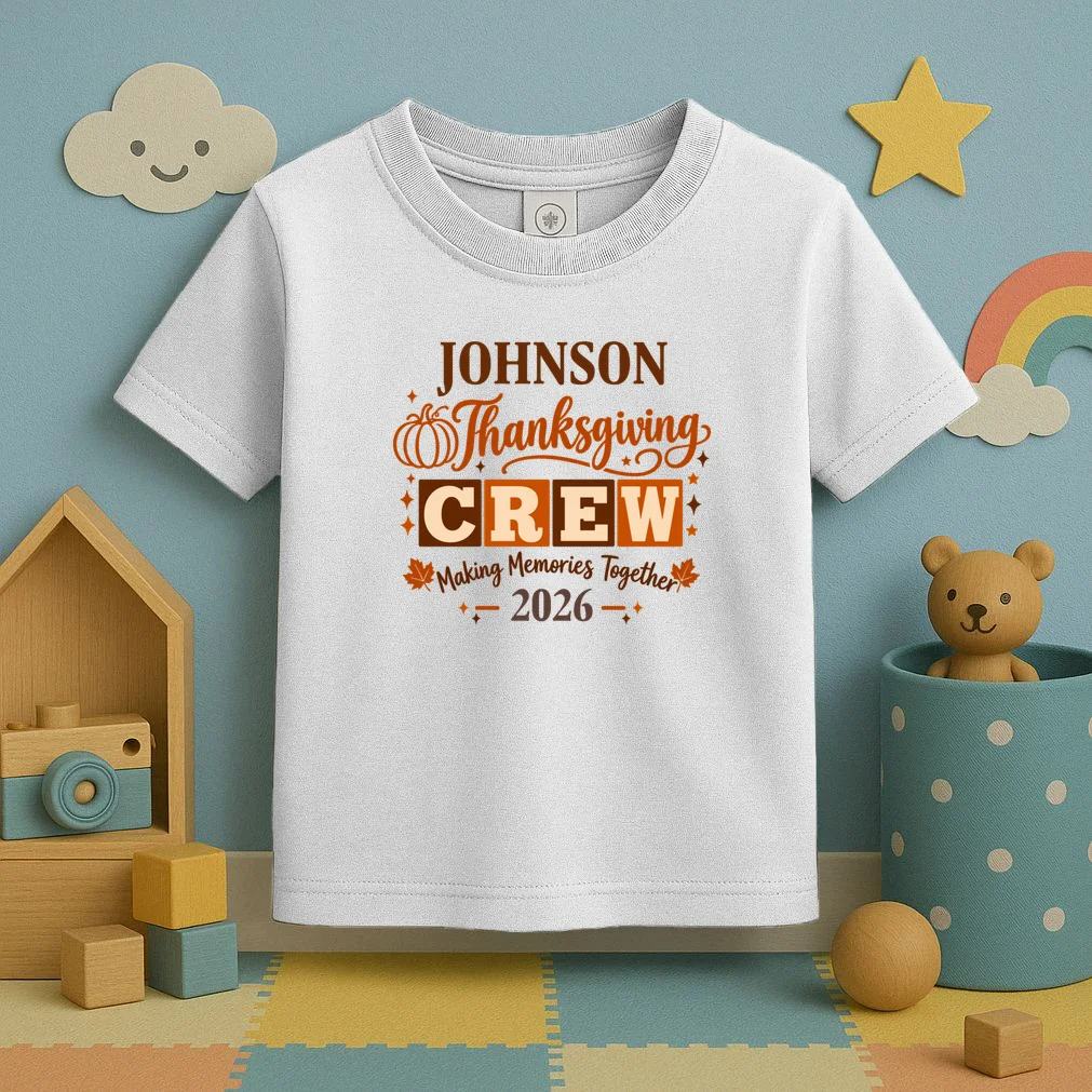 Custom Personalized Thanksgiving Family Crew Shirt - Family Name Thanksgiving Toddler T-Shirt - Front 2