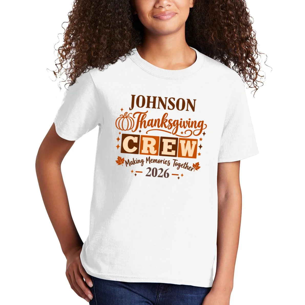 Custom Personalized Thanksgiving Family Crew Shirt - Family Name Thanksgiving Kids T-Shirt - Front 1