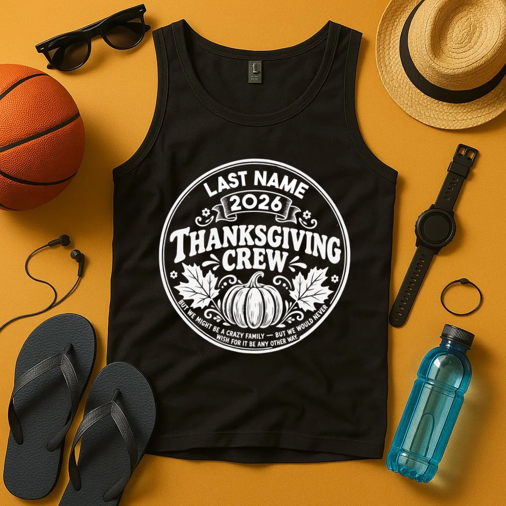 Custom Friendsgiving Thanksgiving  -  Personalized Friendsgiving Crew Men's Tank Top - Front 3
