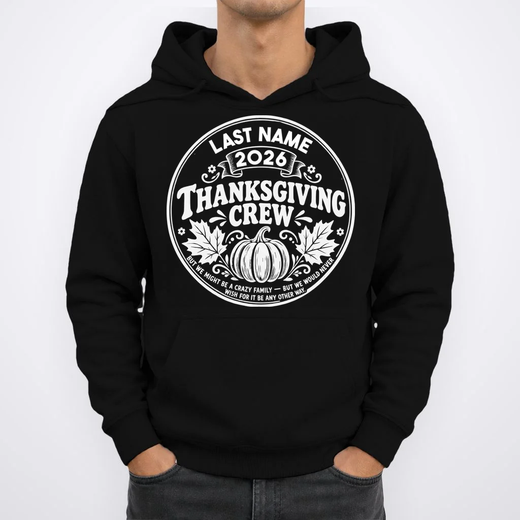 Custom Friendsgiving Thanksgiving Shirt -  Personalized Friendsgiving Crew Men's Hoodie - Front 1