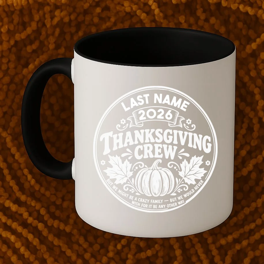 Custom Friendsgiving Thanksgiving Shirt -  Personalized Friendsgiving Crew Mug - Front 1