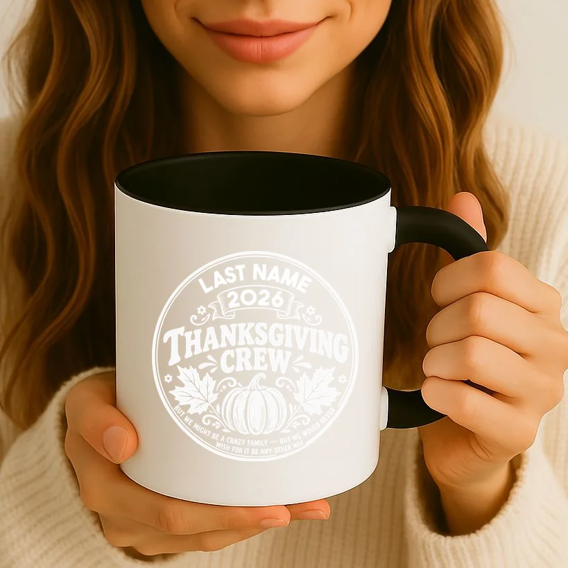 Custom Friendsgiving Thanksgiving Shirt -  Personalized Friendsgiving Crew Mug - Front 2