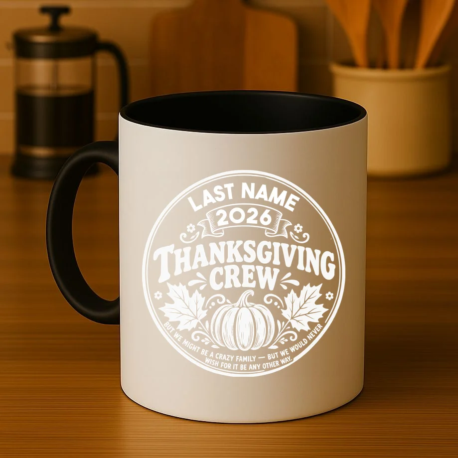 Custom Friendsgiving Thanksgiving Shirt -  Personalized Friendsgiving Crew Mug - Front 3