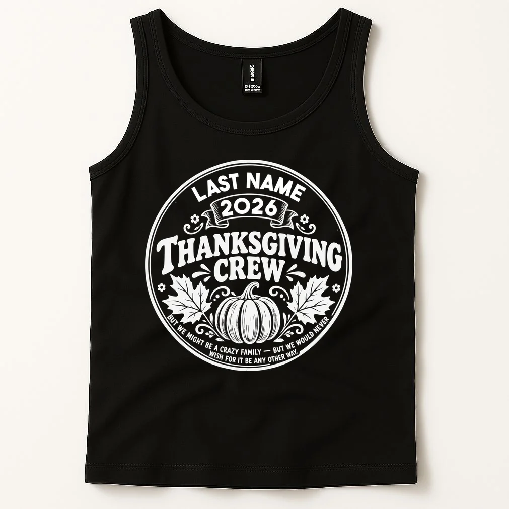 Custom Friendsgiving Thanksgiving Shirt -  Personalized Friendsgiving Crew Men's Tank Top - Front 1