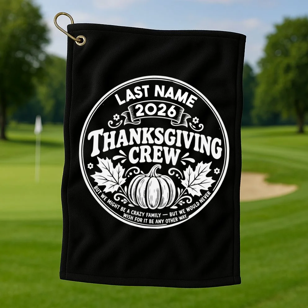 Custom Friendsgiving Thanksgiving Shirt -  Personalized Friendsgiving Crew Golf Towel - Front 1