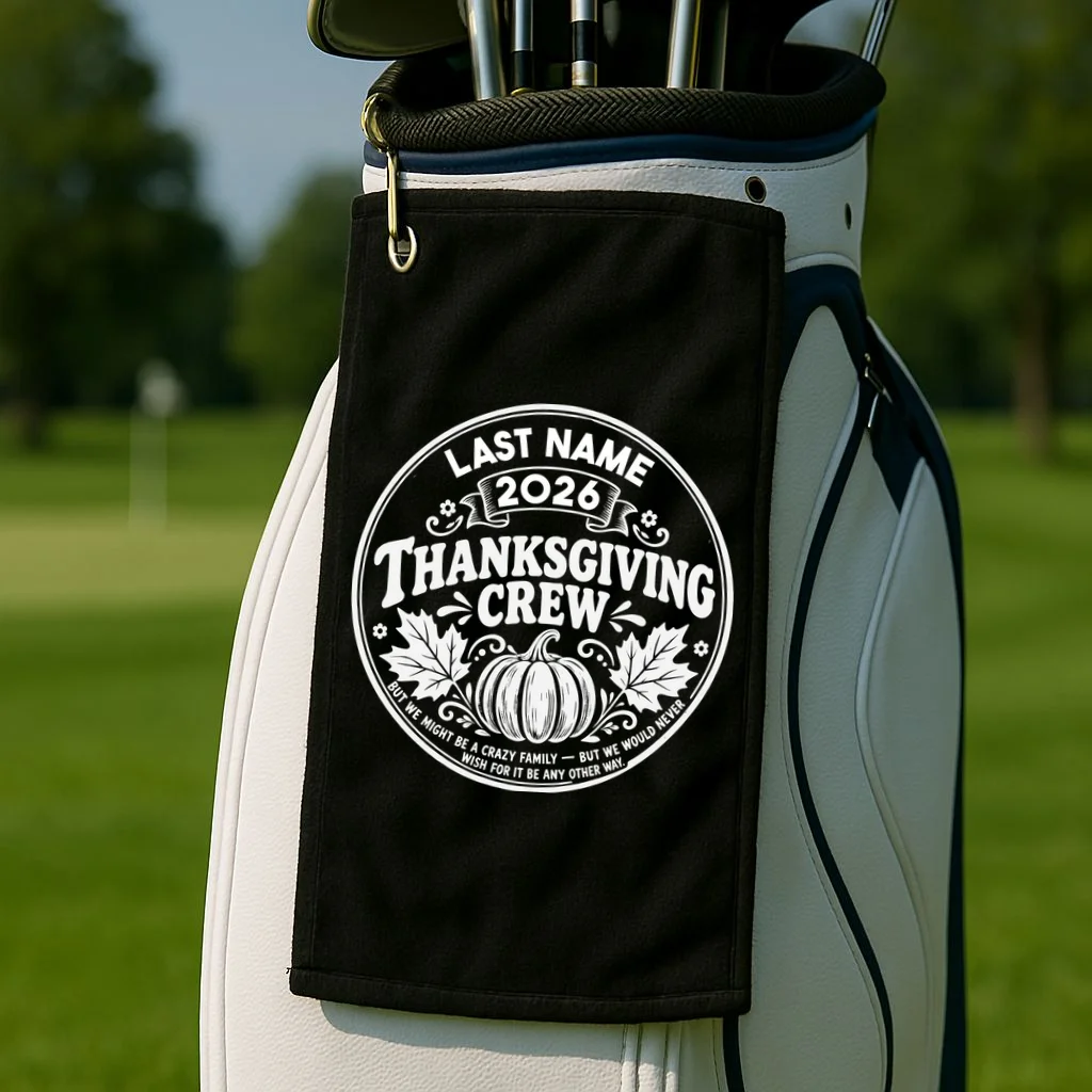 Custom Friendsgiving Thanksgiving Shirt -  Personalized Friendsgiving Crew Golf Towel - Front 2