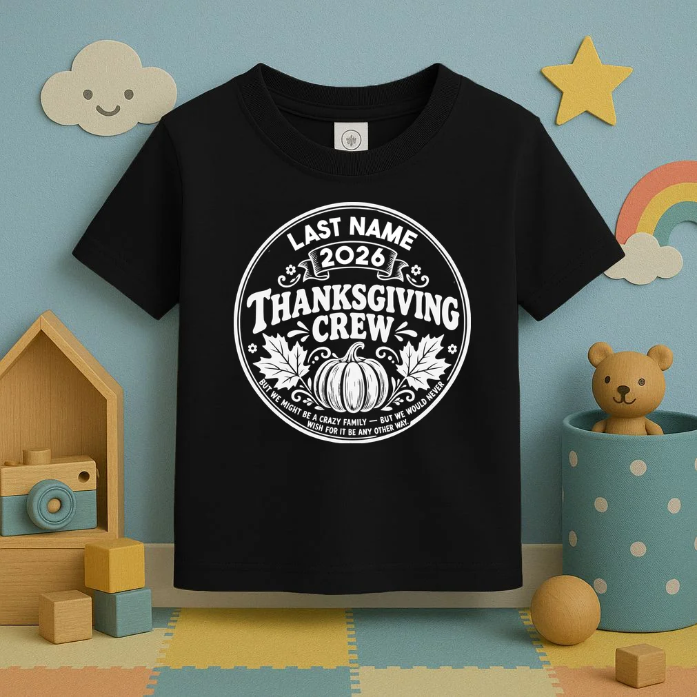 Custom Friendsgiving Thanksgiving Shirt -  Personalized Friendsgiving Crew Toddler T-Shirt - Front 2