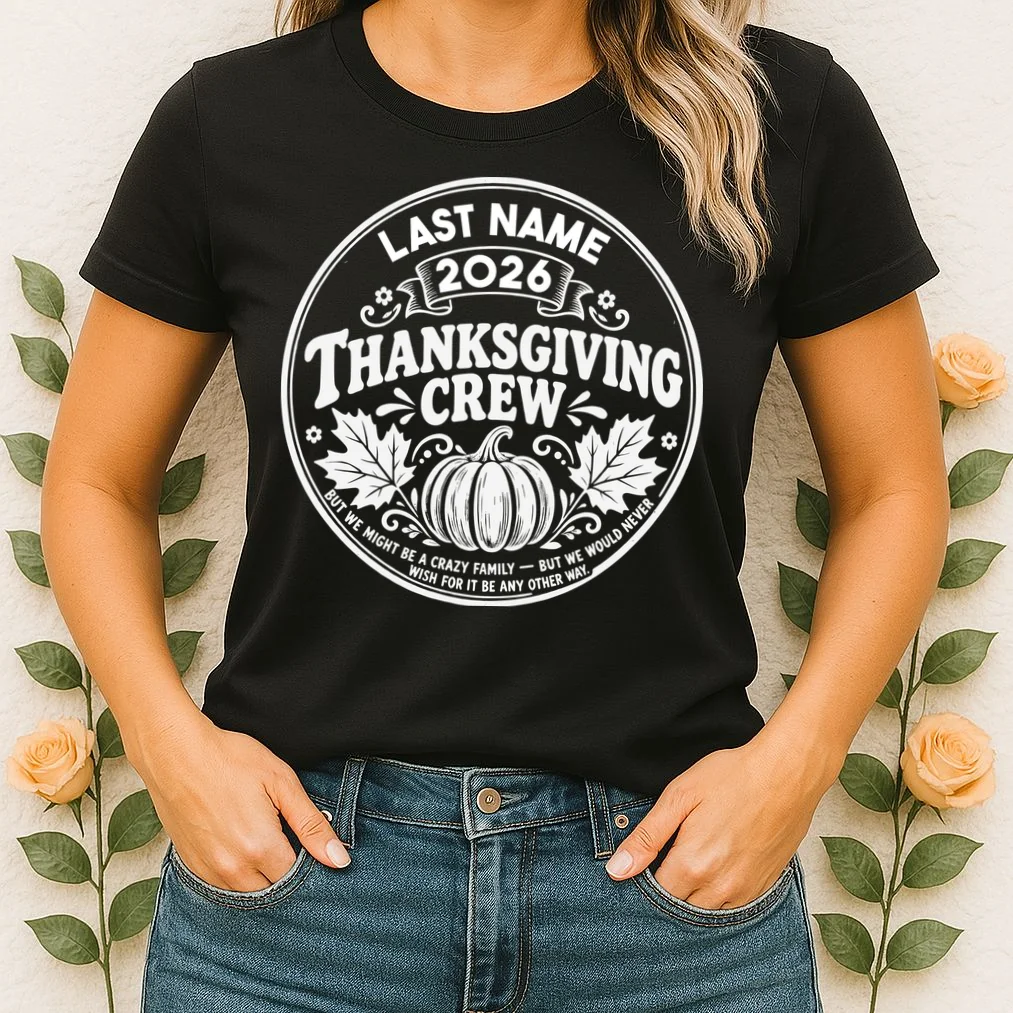 Custom Friendsgiving Thanksgiving Shirt -  Personalized Friendsgiving Crew Women's T-Shirt - Front 1
