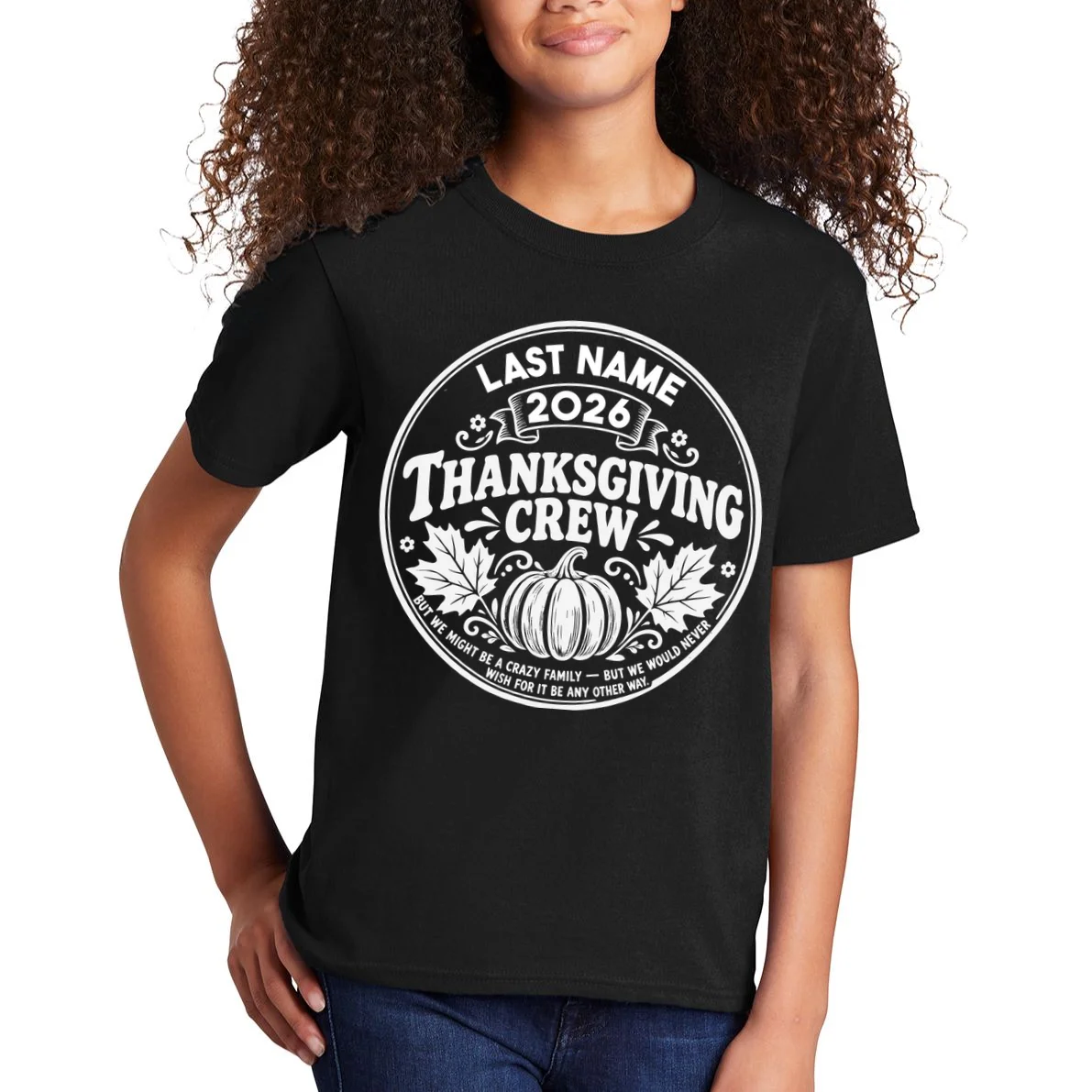 Custom Friendsgiving Thanksgiving Shirt -  Personalized Friendsgiving Crew Kids T-Shirt - Front 1