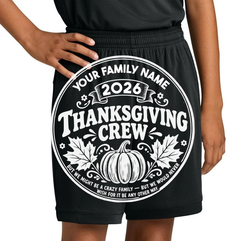 Custom Personalized Thanksgiving Crew Kids Shorts - Front 1