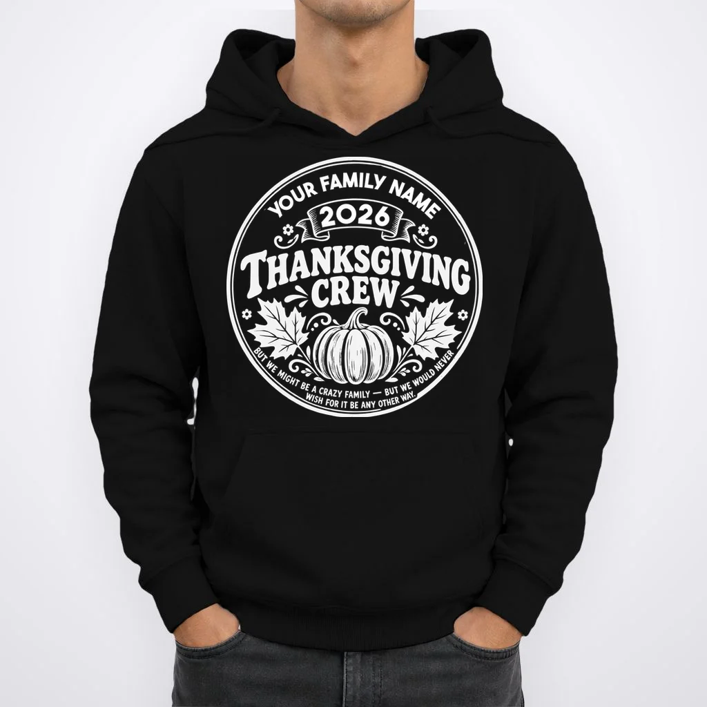 Custom Personalized Thanksgiving Crew Men's Hoodie - Front 1