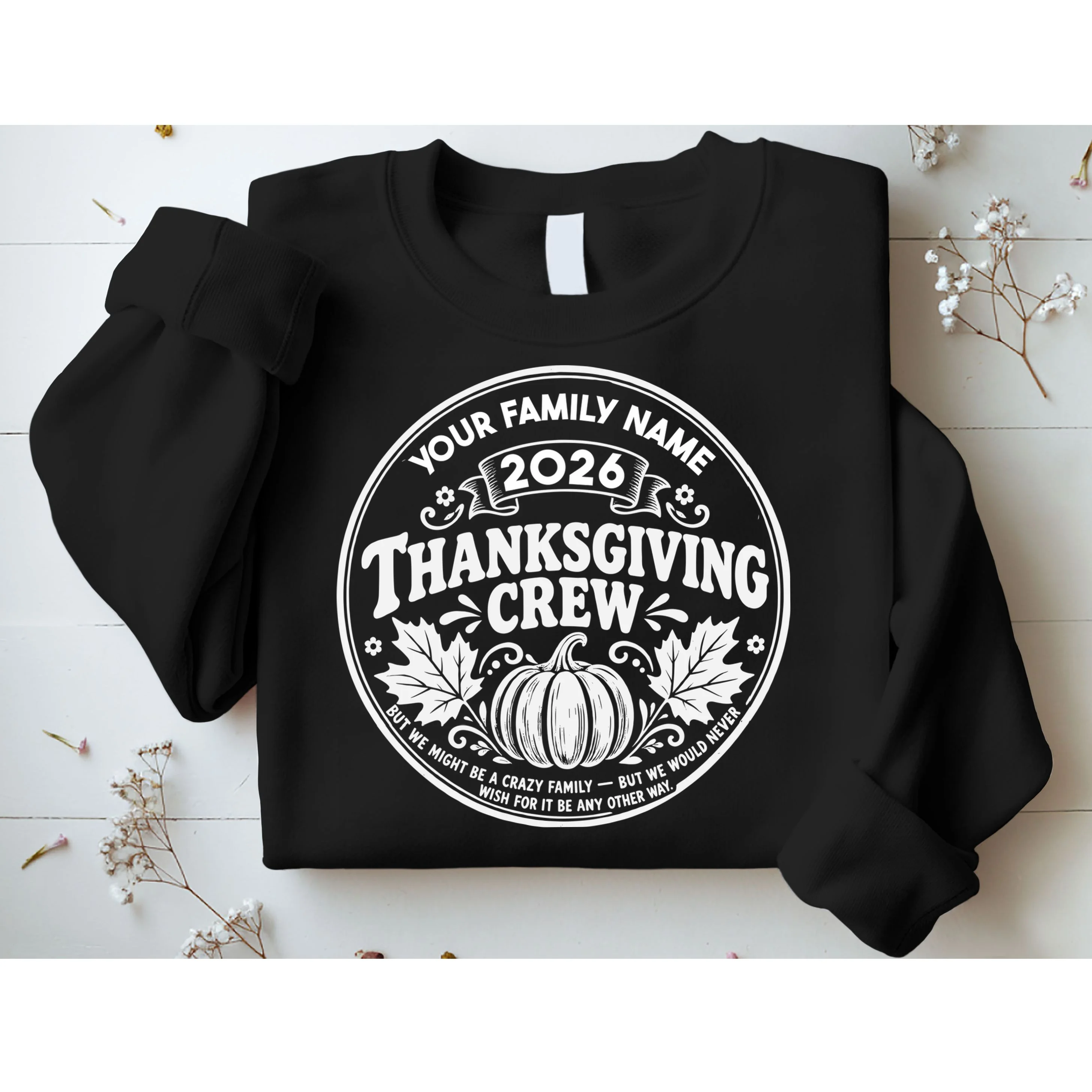 Custom Personalized Thanksgiving Crew Men's Sweatshirt - Front 1
