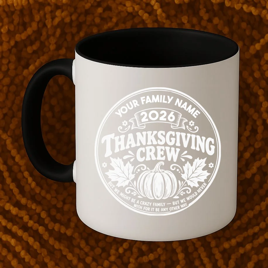 Custom Personalized Thanksgiving Crew Mug - Front 1
