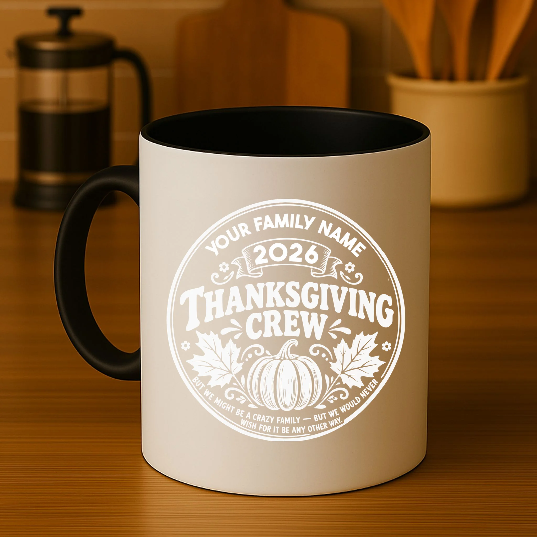 Custom Personalized Thanksgiving Crew Mug - Front 3