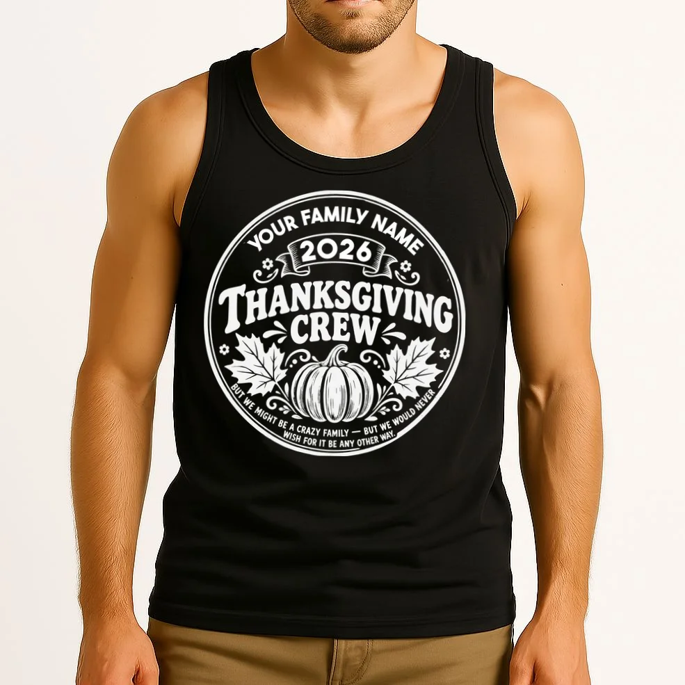 Custom Personalized Thanksgiving Crew Men's Tank Top - Front 2