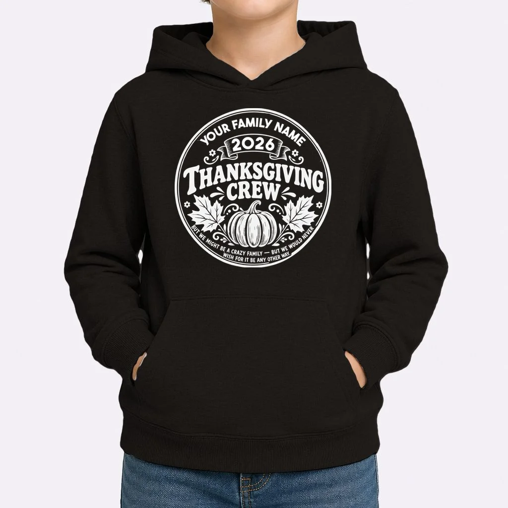 Custom Personalized Thanksgiving Crew Kids Hoodie - Front 1