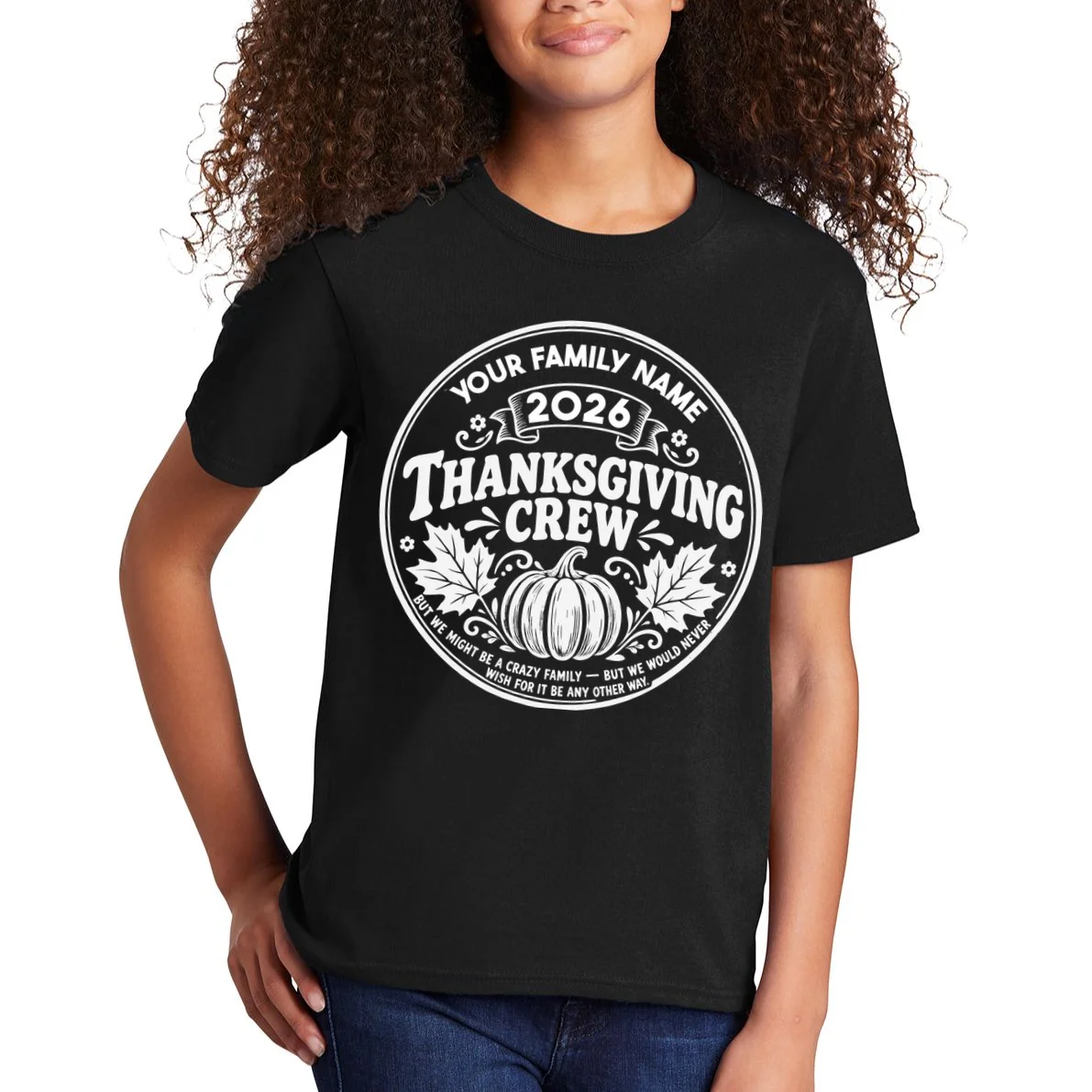 Custom Personalized Thanksgiving Crew Kids T-Shirt - Front 1