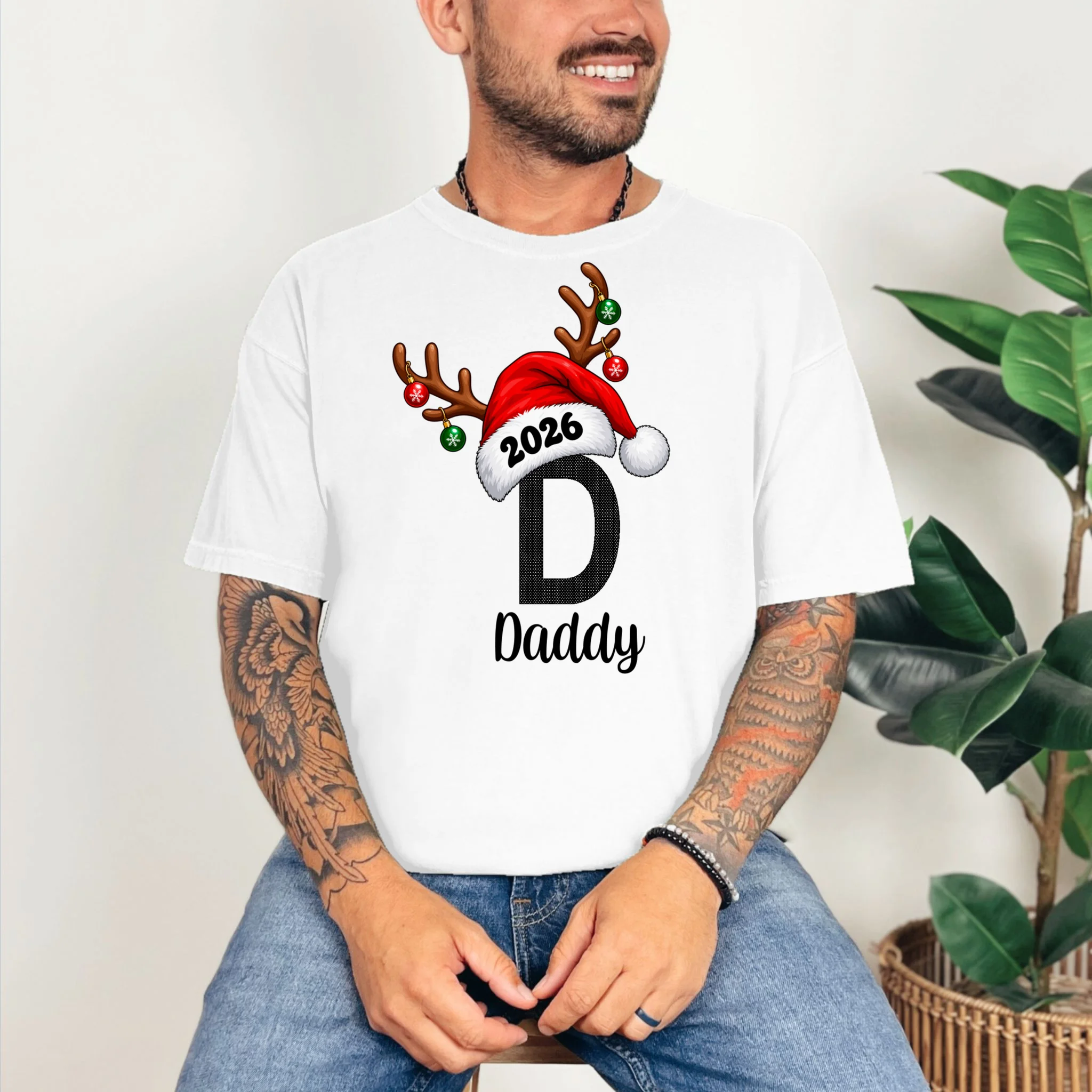 Christmas Reindeer Antlers & Santa Hat – Festive Holiday Design Comfort Colors Unisex T-Shirt - Front 2