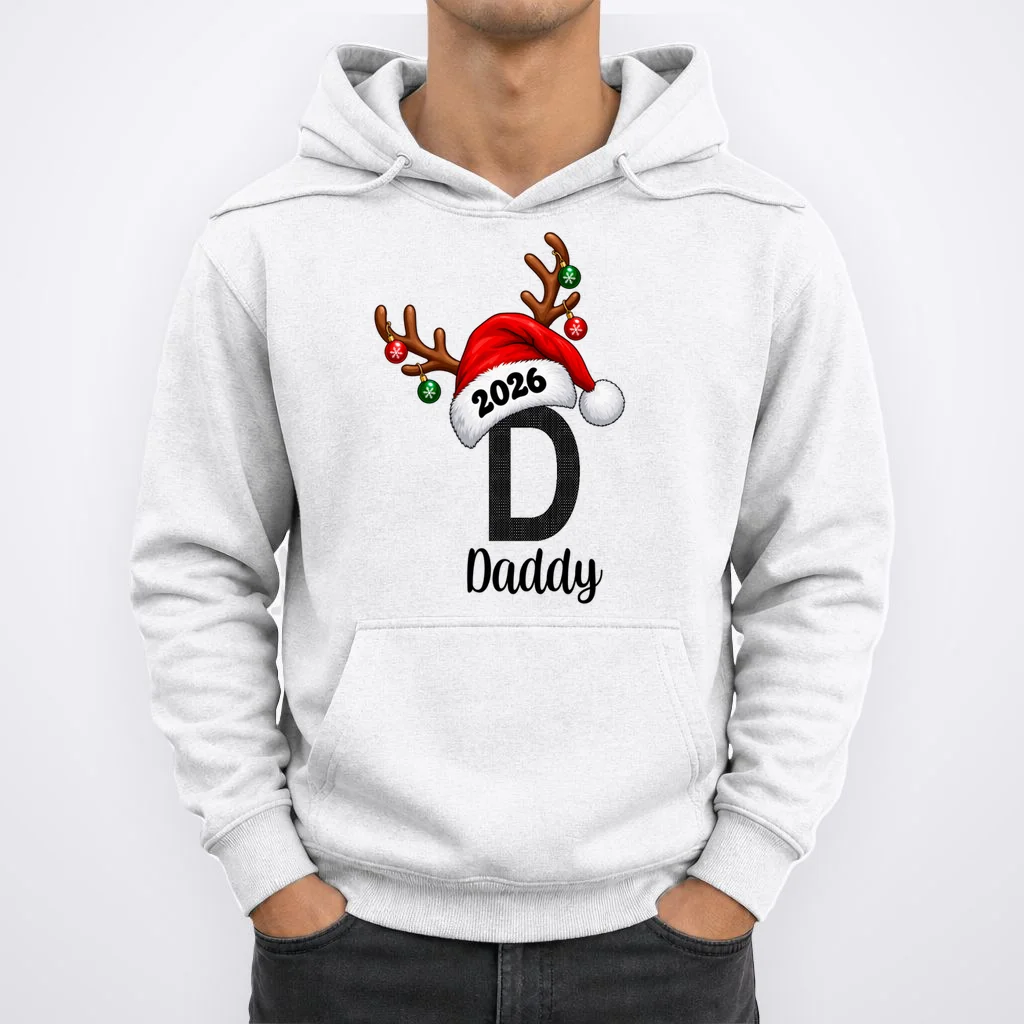 Christmas Reindeer Antlers & Santa Hat – Festive Holiday Design Men's Hoodie - Front 1