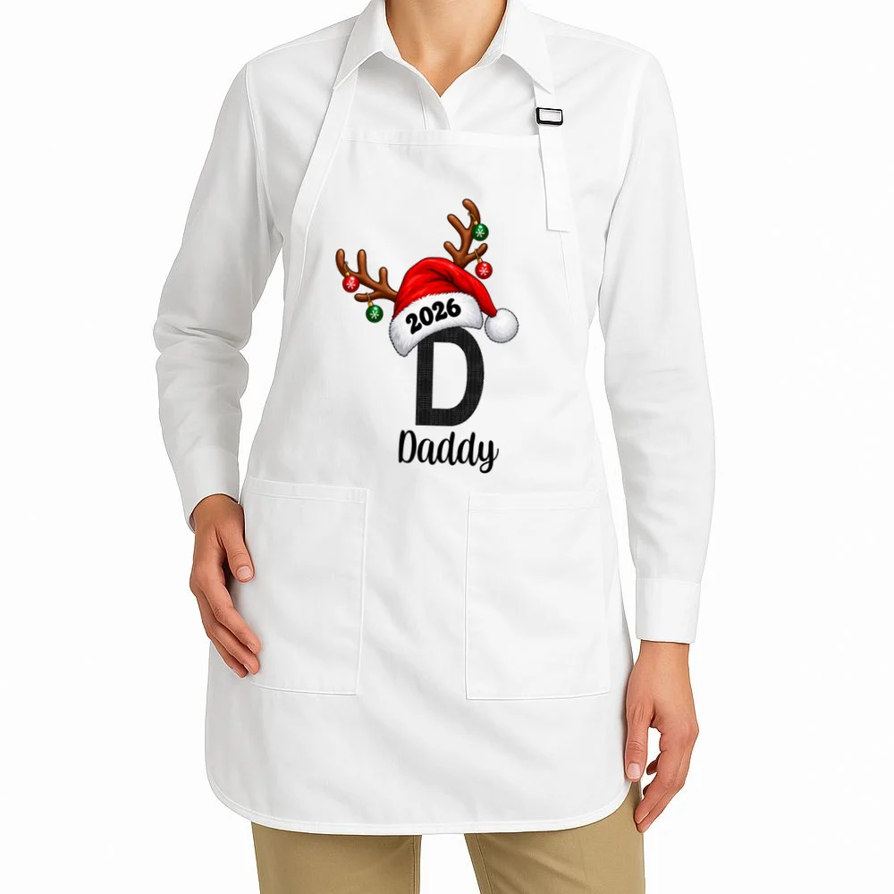 Christmas Reindeer Antlers & Santa Hat – Festive Holiday Design Apron - Front 1