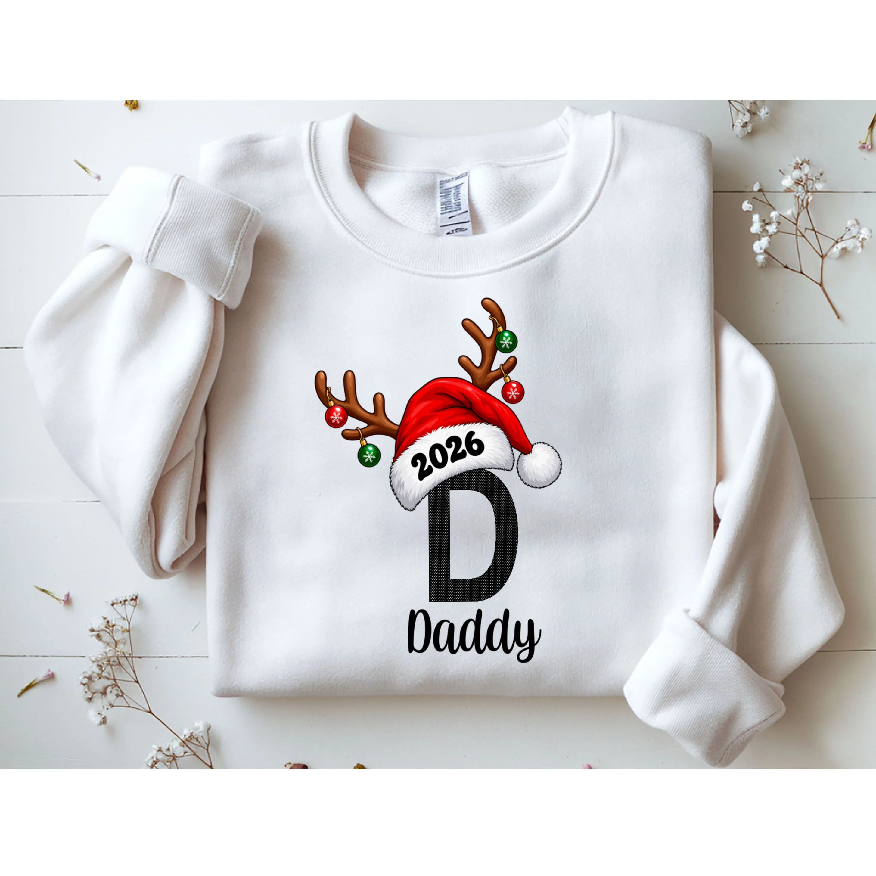 Christmas Reindeer Antlers & Santa Hat – Festive Holiday Design Men's Sweatshirt - Front 1