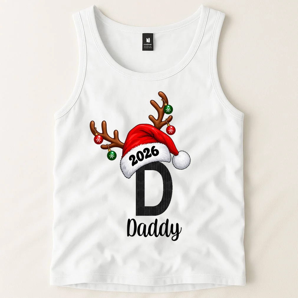 Christmas Reindeer Antlers & Santa Hat – Festive Holiday Design Men's Tank Top - Front 1