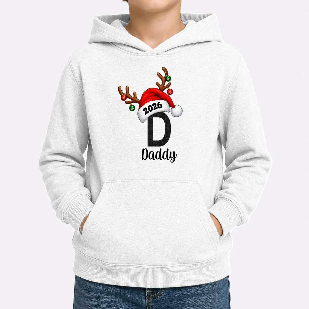 Christmas Reindeer Antlers & Santa Hat – Festive Holiday Design Kids Hoodie - Front 1