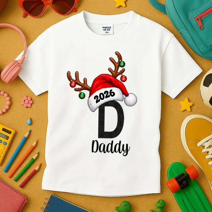 Christmas Reindeer Antlers & Santa Hat – Festive Holiday Design Kids T-Shirt - Front 2