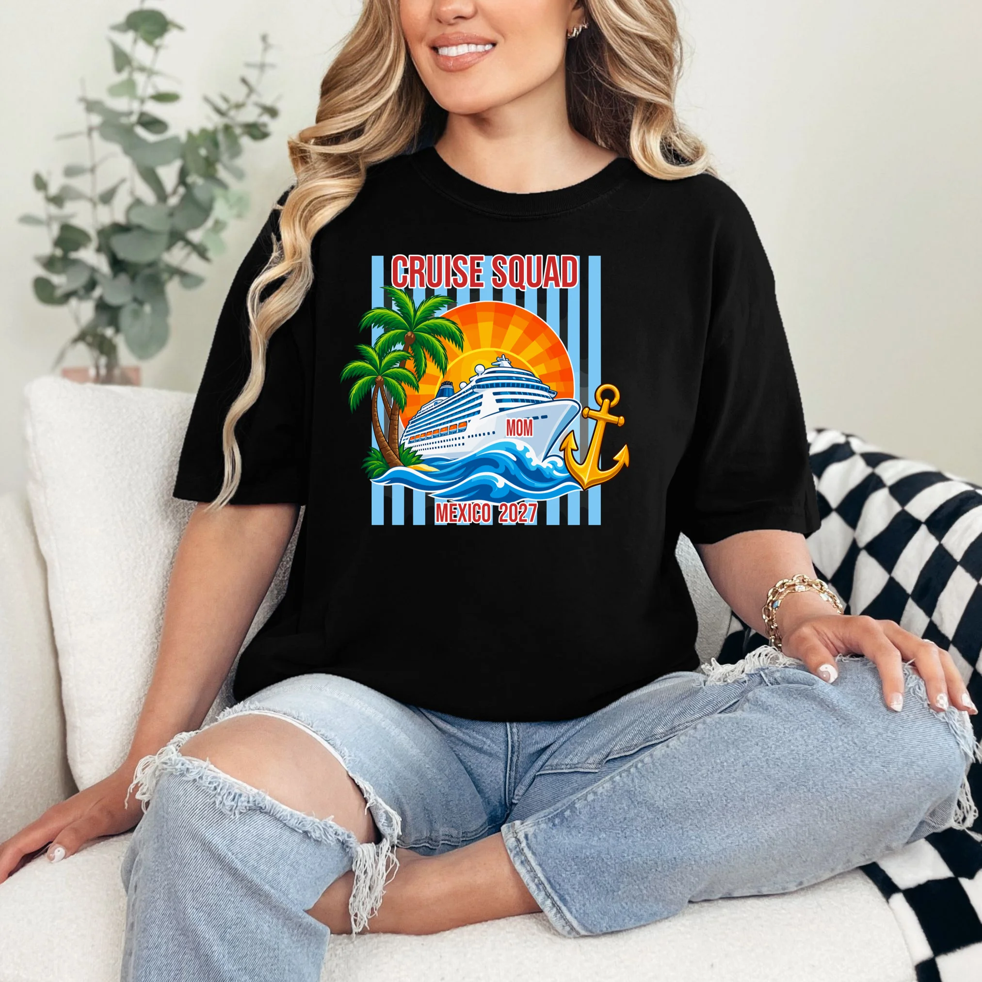 Cruise Squad Graphic – Nautical Cruise Vacation Group Design Comfort Colors Unisex T-Shirt - Front 1