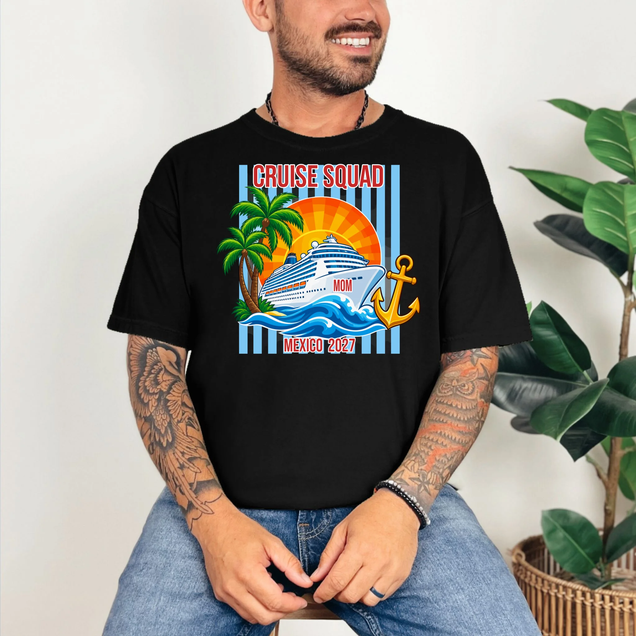 Cruise Squad Graphic – Nautical Cruise Vacation Group Design Comfort Colors Unisex T-Shirt - Front 2
