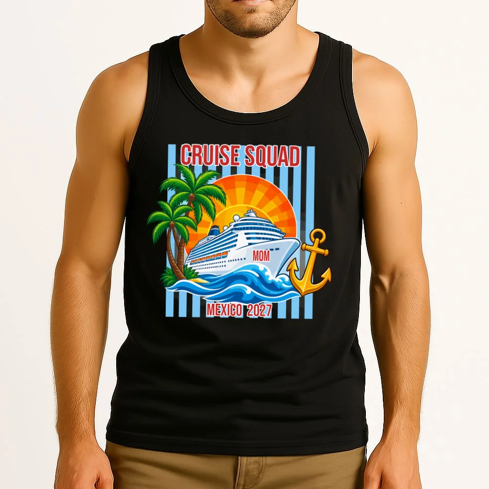Cruise Squad Graphic – Nautical Cruise Vacation Group Design Men's Tank Top - Front 2