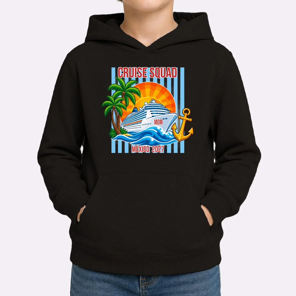 Cruise Squad Graphic – Nautical Cruise Vacation Group Design Kids Hoodie - Front 1