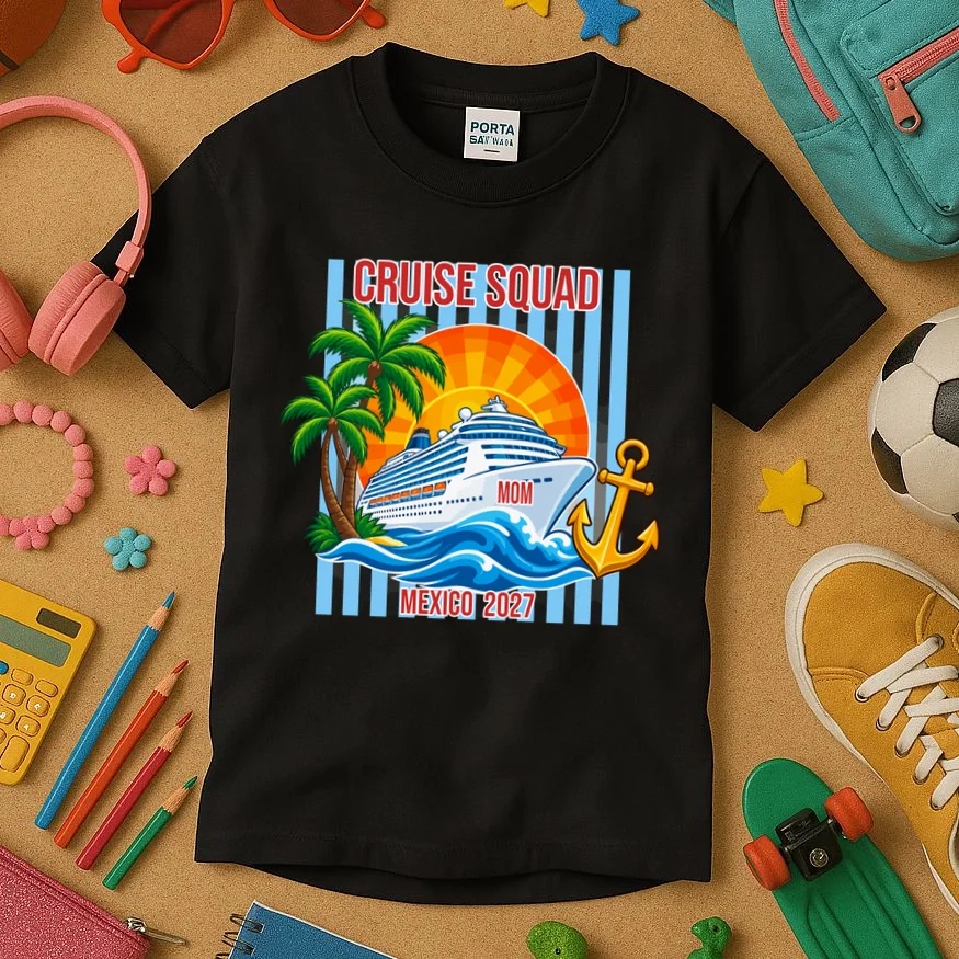 Cruise Squad Graphic – Nautical Cruise Vacation Group Design Kids T-Shirt - Front 2