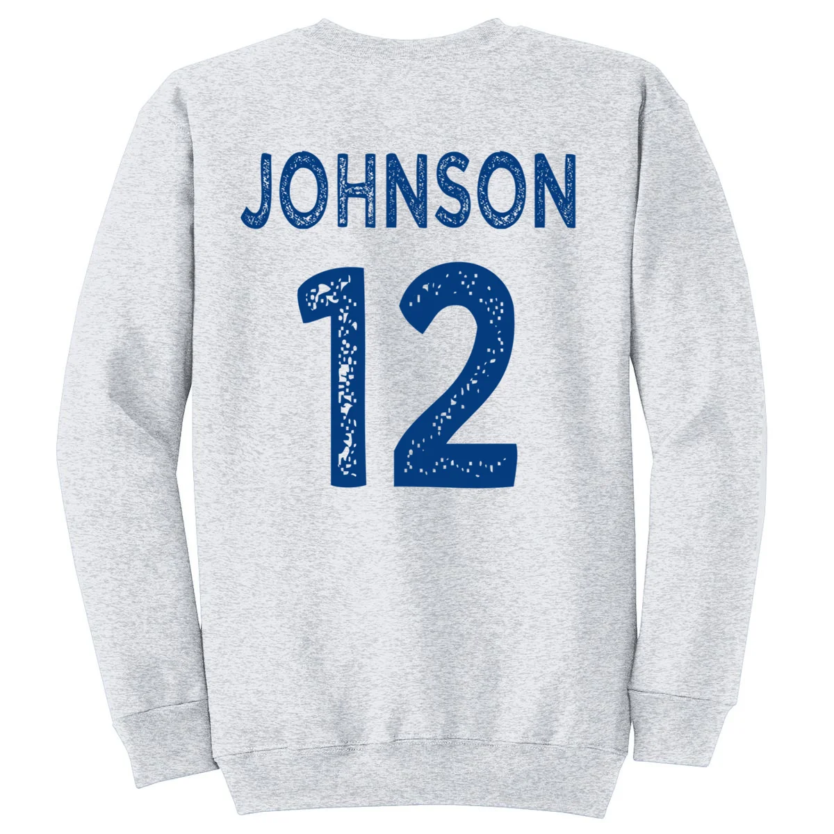 Custom Soccer Mascot Personalized Name & Number Gift - Vintage Soccer Jersey Team Design Men's Sweatshirt - Back - Close-up